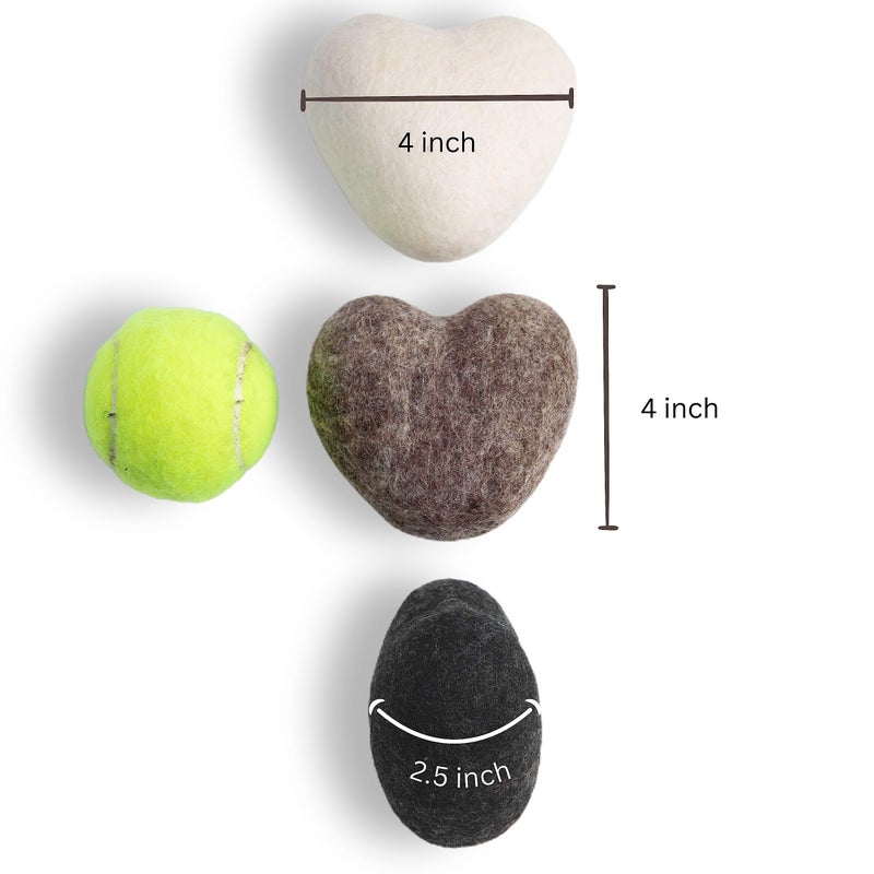 Big Heart Reusable Handmade Wool Dryer Balls for Laundry 3-Pack XL, Wool Balls Replaces Dryer Sheets and Shorten Drying Time. - Image 2
